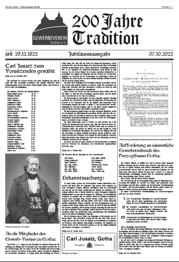 Festzeitung 200 Jahre Gewerbevereinstradition 